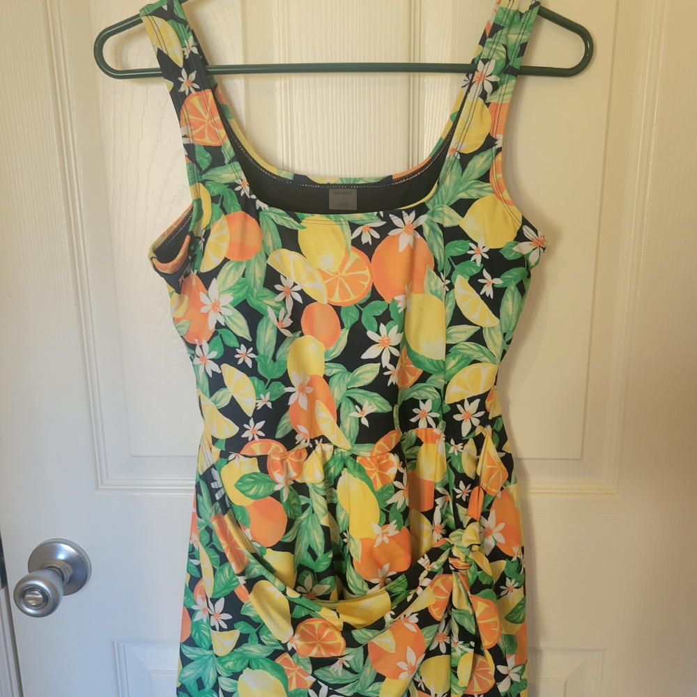Old Navy Citrus Floral One Piece Swimsuit - Black, Green, Orange, Yellow